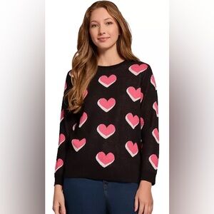 NEW Jones New York Scatter Heart Crewneck Sweater